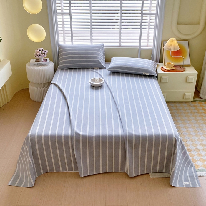 91家纺网 家纺一手货源 找家纺 金鑫汇家纺 2025年新款百分百全棉老粗布全棉加厚加密高克重单品床单（花型更好卖，面料更厚实，自带凉感） 老粗布朴素条纹