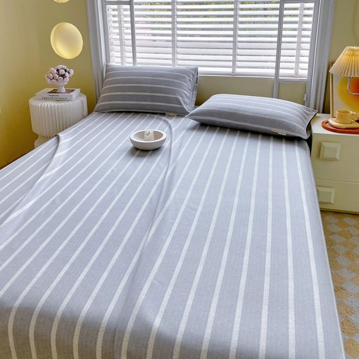 91家纺网 家纺一手货源 找家纺 金鑫汇家纺 2025年新款百分百全棉老粗布全棉加厚加密高克重单品床单（花型更好卖，面料更厚实，自带凉感） 老粗布朴素条纹