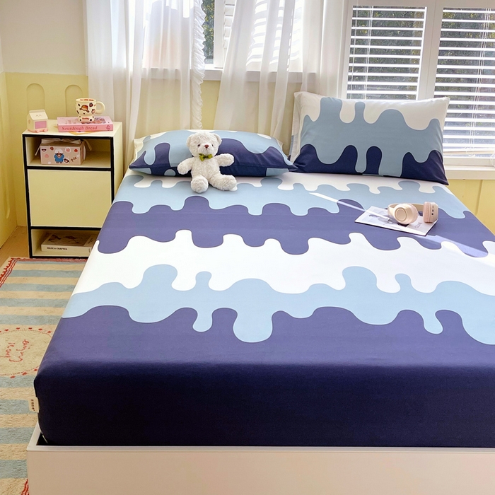 91家纺网 家纺一手货源 找家纺 金鑫汇家纺 2025新款百分百全棉老粗布全棉加厚加密高克重单品床笠（花型更好卖，面料更厚实，自带凉感） 老粗布奶油蓝