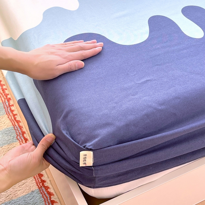 91家纺网 家纺一手货源 找家纺 金鑫汇家纺 2025新款百分百全棉老粗布全棉加厚加密高克重单品床笠（花型更好卖，面料更厚实，自带凉感） 老粗布奶油蓝