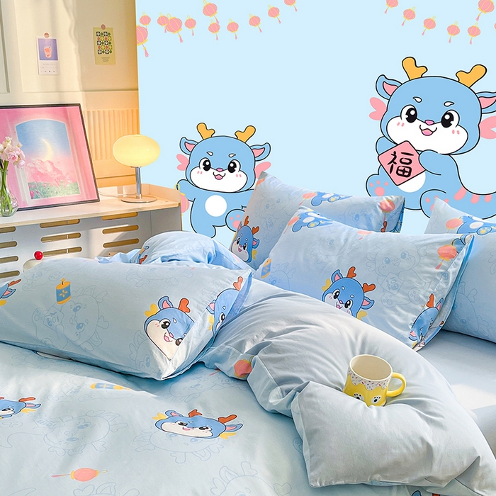 91家纺网 家纺一手货源 找家纺 金鑫汇家纺 2025新款13070全棉好卖花型套件系列-单枕套 瑞龙送福