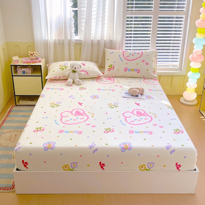 金鑫汇家纺 2025新款百分百全棉老粗布全棉加厚加密高克重单品床笠（花型更好卖，面料更厚实，自带凉感） 老粗布奇趣小兔