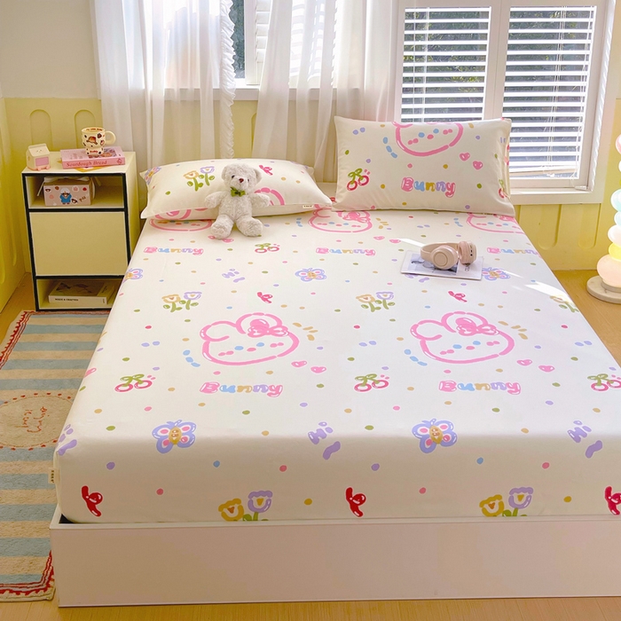 91家纺网 家纺一手货源 找家纺 金鑫汇家纺 2025新款百分百全棉老粗布全棉加厚加密高克重单品床笠（花型更好卖，面料更厚实，自带凉感） 老粗布奇趣小兔