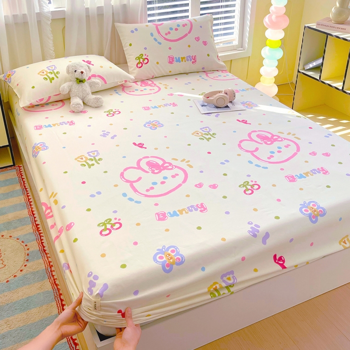 91家纺网 家纺一手货源 找家纺 金鑫汇家纺 2025新款百分百全棉老粗布全棉加厚加密高克重单品床笠（花型更好卖，面料更厚实，自带凉感） 老粗布奇趣小兔