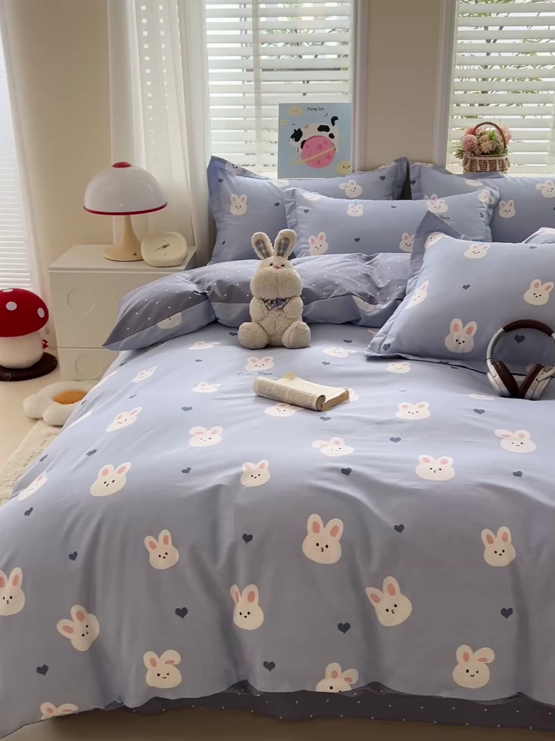 91家纺网 家纺一手货源 找家纺 恩泽2025全棉印花四件套 桃心小兔