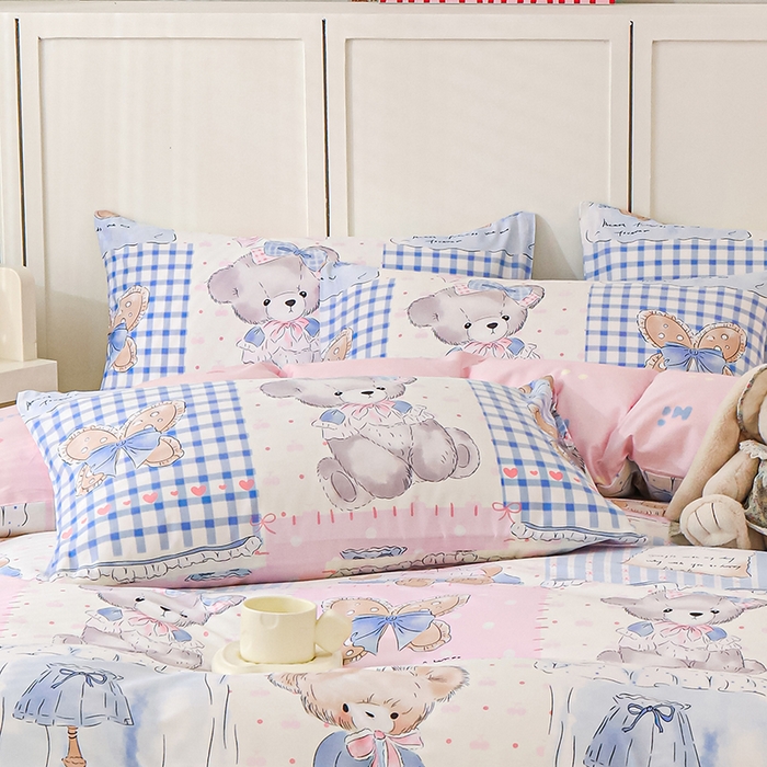 91家纺网 家纺一手货源 找家纺 金鑫汇家纺 2025新款13070全棉好卖花型套件系列-单枕套 熊熊精灵