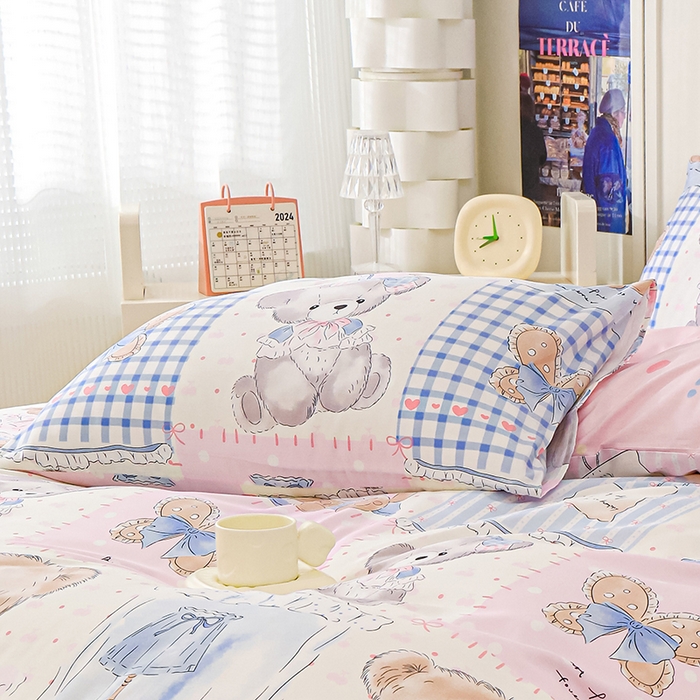 91家纺网 家纺一手货源 找家纺 金鑫汇家纺 2025新款13070全棉好卖花型套件系列-单枕套 熊熊精灵