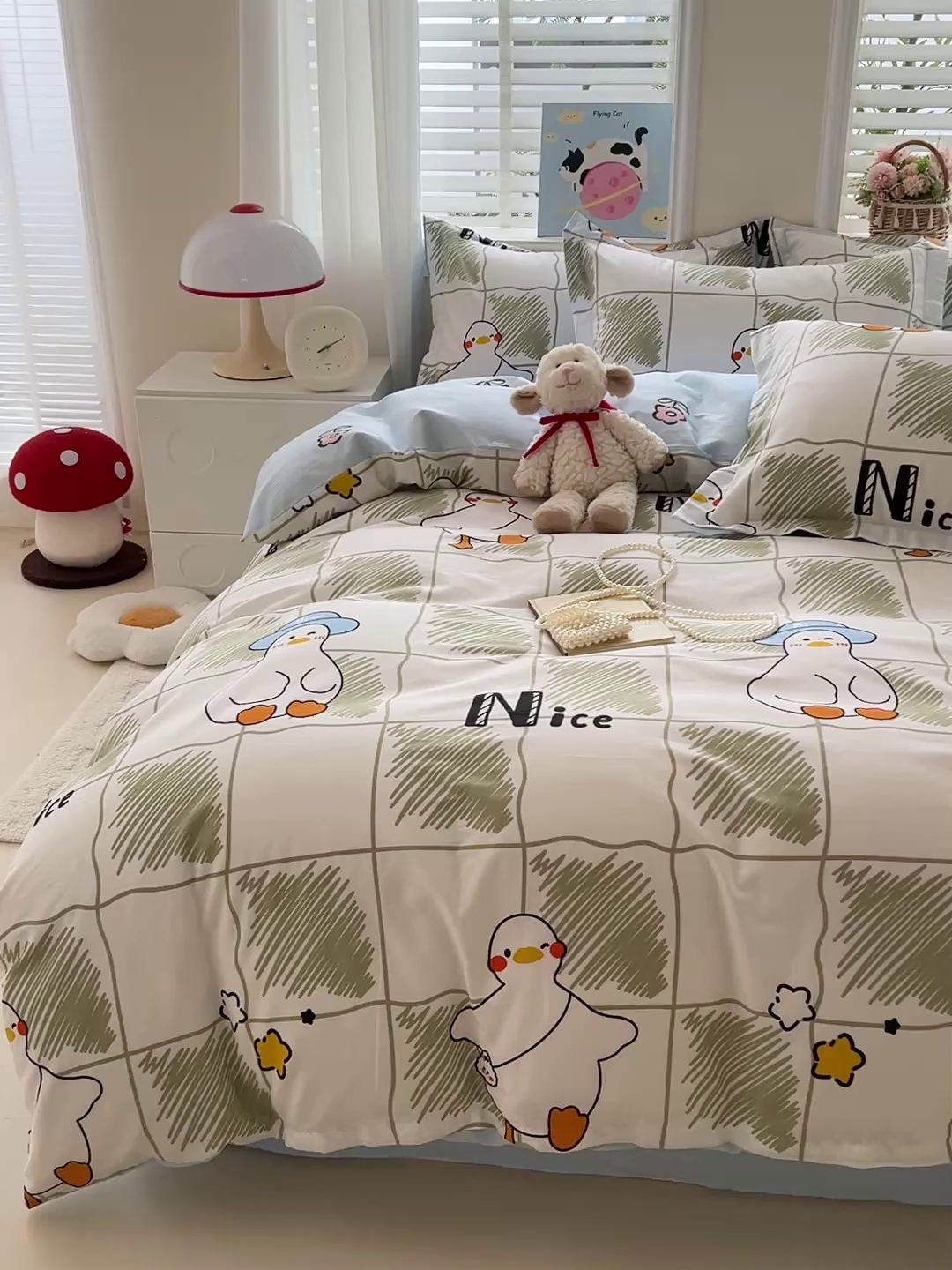 91家纺网 家纺一手货源 找家纺 恩泽2025全棉印花四件套 可爱鸭