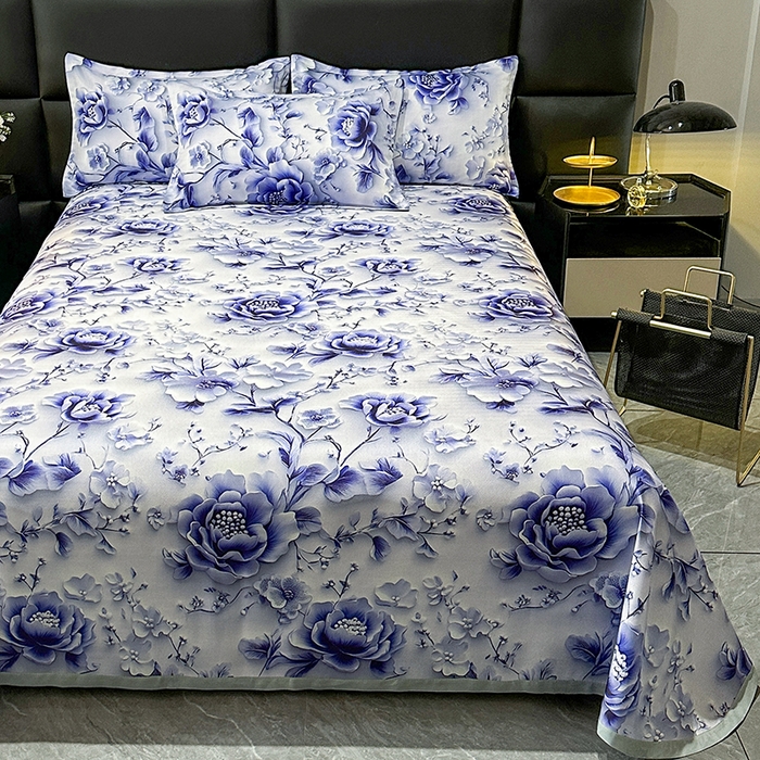 91家纺网 家纺一手货源 找家纺 许林家纺 2025春夏新款斜纹冰丝凉席轻奢高密大版 淡雅