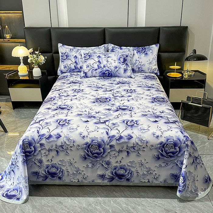 91家纺网 家纺一手货源 找家纺 许林家纺 2025春夏新款斜纹冰丝凉席轻奢高密大版 淡雅