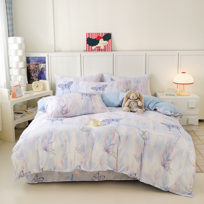 91家纺网 家纺一手货源 找家纺 金鑫汇家纺 2025新款13070全棉好卖花型套件系列-单被套 梦蝶