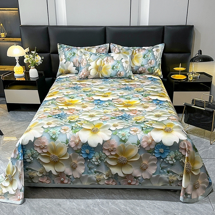 91家纺网 家纺一手货源 找家纺 许林家纺 2025春夏新款斜纹冰丝凉席轻奢高密大版 镜中花