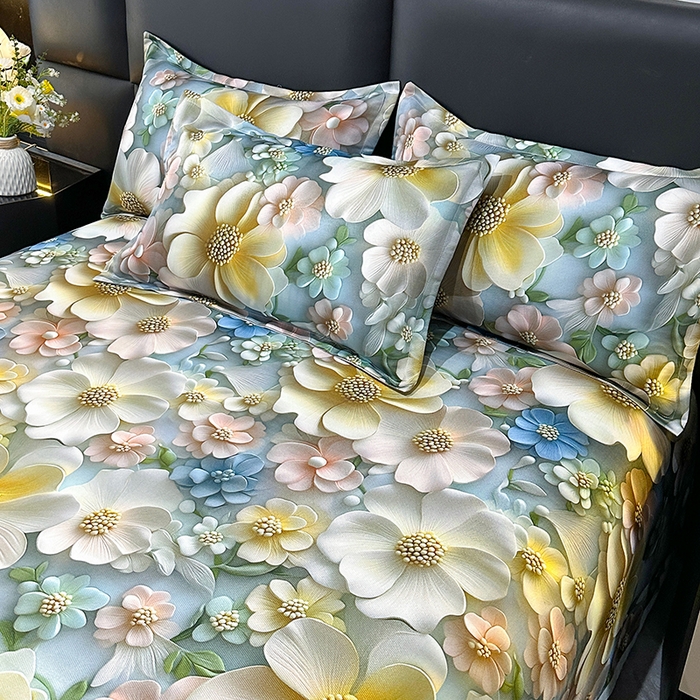 91家纺网 家纺一手货源 找家纺 许林家纺 2025春夏新款斜纹冰丝凉席轻奢高密大版 镜中花