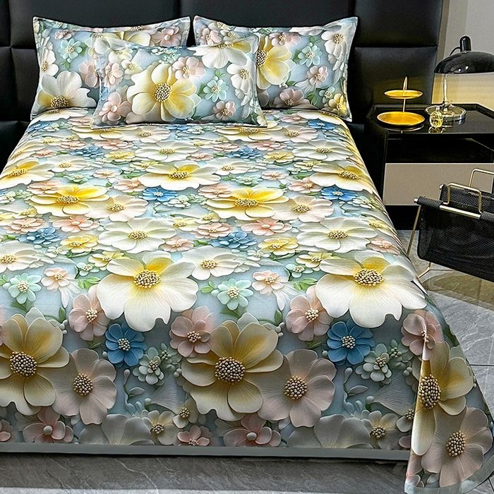 91家纺网 家纺一手货源 找家纺 许林家纺 2025春夏新款斜纹冰丝凉席轻奢高密大版 镜中花