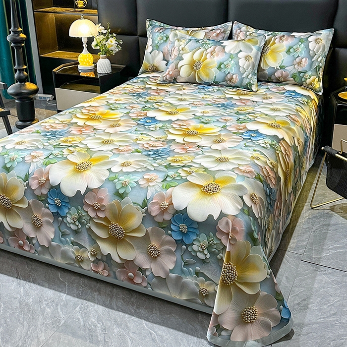 许林家纺 2025春夏新款斜纹冰丝凉席轻奢高密大版 镜中花