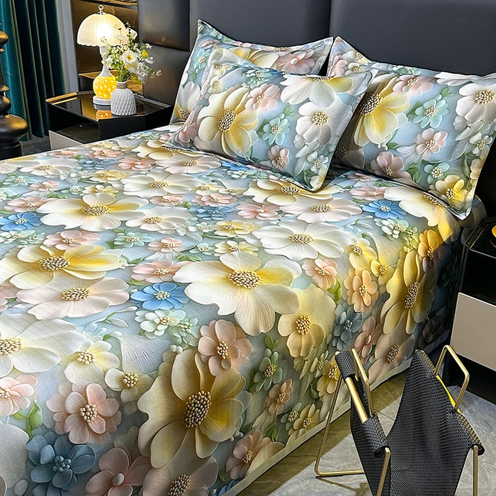 91家纺网 家纺一手货源 找家纺 许林家纺 2025春夏新款斜纹冰丝凉席轻奢高密大版 镜中花