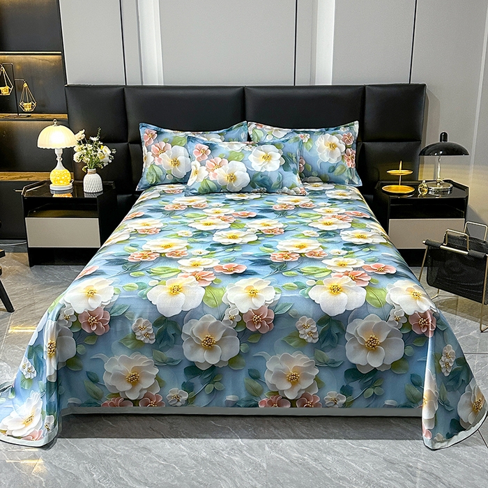 91家纺网 家纺一手货源 找家纺 许林家纺 2025春夏新款斜纹冰丝凉席轻奢高密大版 夏日铃兰