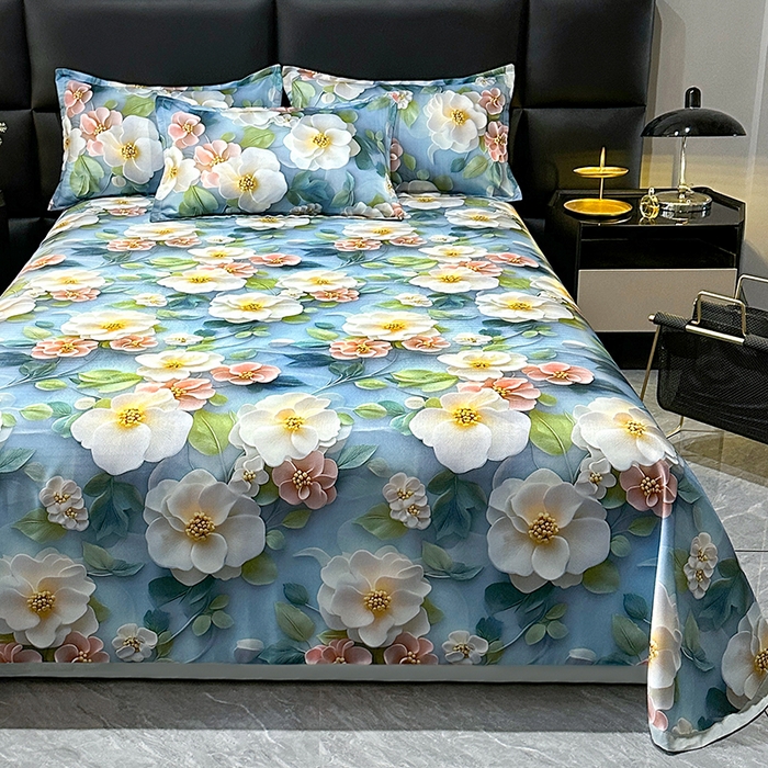 91家纺网 家纺一手货源 找家纺 许林家纺 2025春夏新款斜纹冰丝凉席轻奢高密大版 夏日铃兰