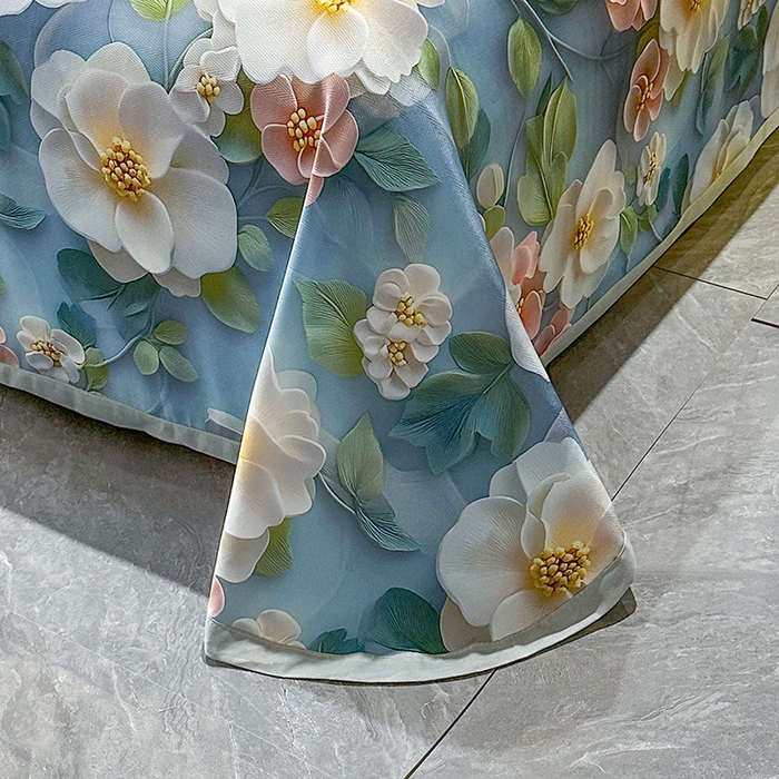 91家纺网 家纺一手货源 找家纺 许林家纺 2025春夏新款斜纹冰丝凉席轻奢高密大版 夏日铃兰