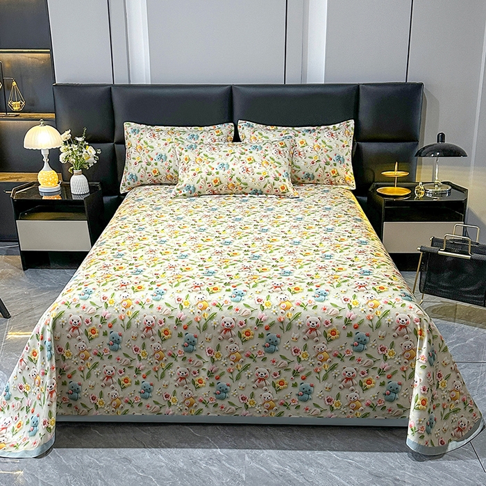 91家纺网 家纺一手货源 找家纺 许林家纺 2025春夏新款斜纹冰丝凉席轻奢高密大版 星辰小熊