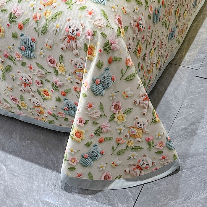 91家纺网 家纺一手货源 找家纺 许林家纺 2025春夏新款斜纹冰丝凉席轻奢高密大版 星辰小熊