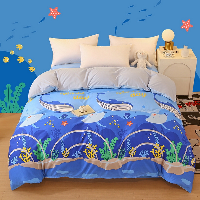 金鑫汇家纺 2025新款13070全棉好卖花型套件系列-单被套 海族馆