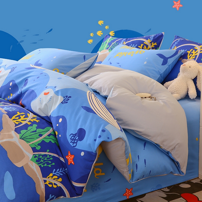 91家纺网 家纺一手货源 找家纺 金鑫汇家纺 2025新款13070全棉好卖花型套件系列-单被套 海族馆