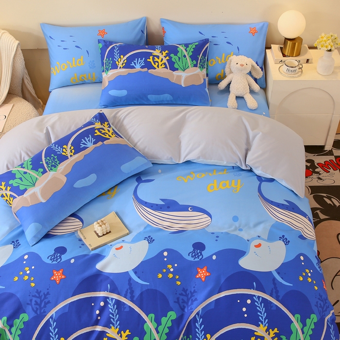 91家纺网 家纺一手货源 找家纺 金鑫汇家纺 2025新款13070全棉好卖花型套件系列-单被套 海族馆