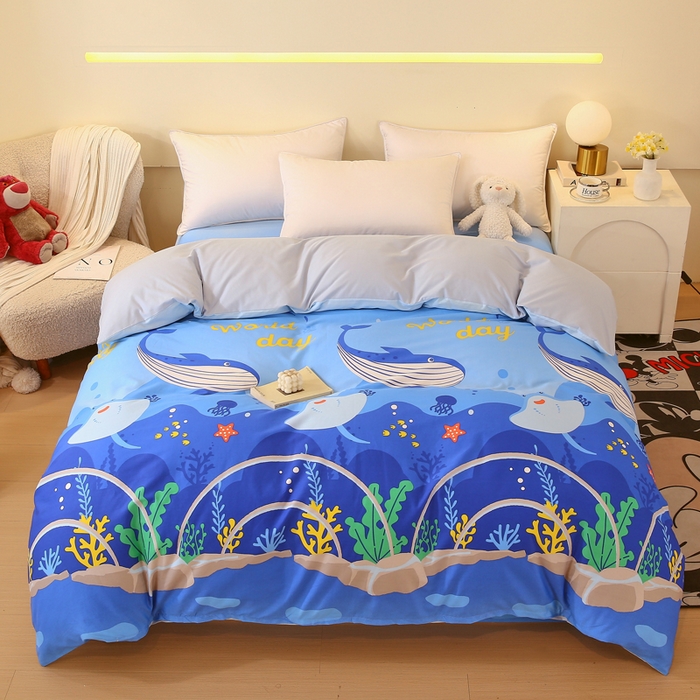 91家纺网 家纺一手货源 找家纺 金鑫汇家纺 2025新款13070全棉好卖花型套件系列-单被套 海族馆