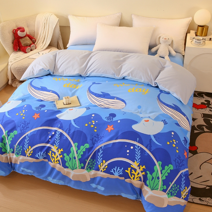 91家纺网 家纺一手货源 找家纺 金鑫汇家纺 2025新款13070全棉好卖花型套件系列-单被套 海族馆