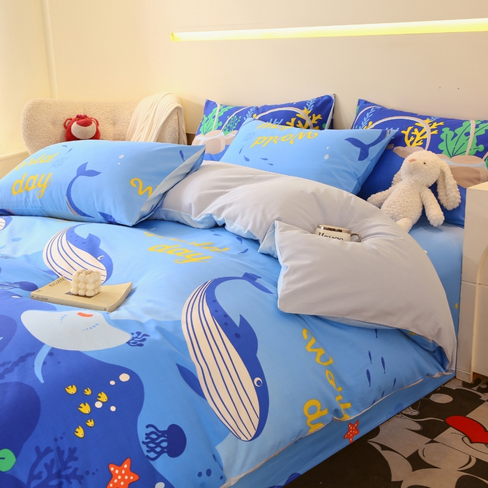 91家纺网 家纺一手货源 找家纺 金鑫汇家纺 2025新款13070全棉好卖花型套件系列-单被套 海族馆