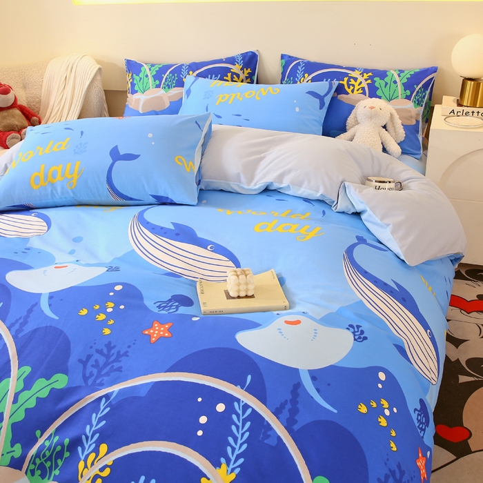 91家纺网 家纺一手货源 找家纺 金鑫汇家纺 2025新款13070全棉好卖花型套件系列-单被套 海族馆