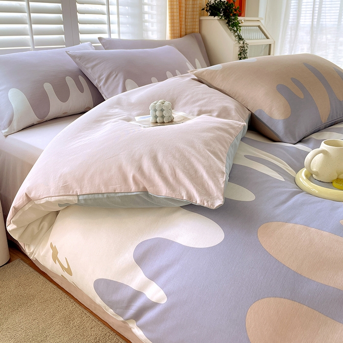 91家纺网 家纺一手货源 找家纺 金鑫汇家纺 2025新款13070全棉好卖花型套件系列-单被套 奶油粉