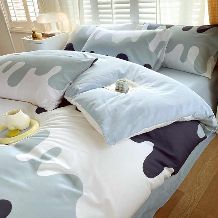 91家纺网 家纺一手货源 找家纺 金鑫汇家纺 2025新款13070全棉好卖花型套件系列-单被套 奶油蓝