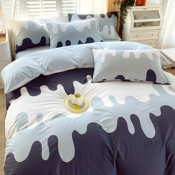 91家纺网 家纺一手货源 找家纺 金鑫汇家纺 2025新款13070全棉好卖花型套件系列-单被套 奶油蓝