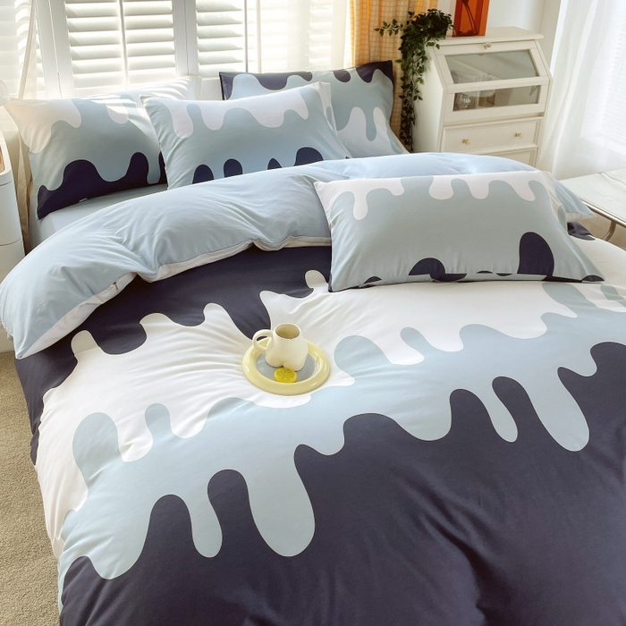 91家纺网 家纺一手货源 找家纺 金鑫汇家纺 2025新款13070全棉好卖花型套件系列-单被套 奶油蓝