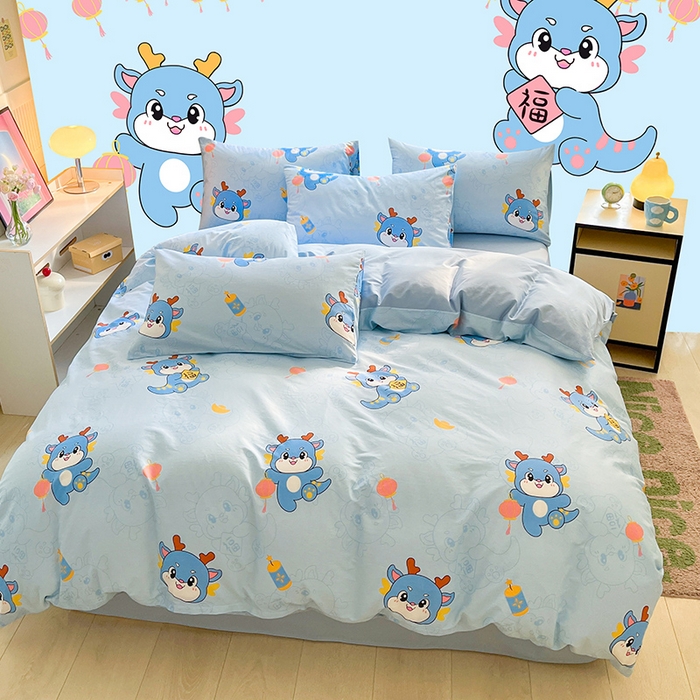 91家纺网 家纺一手货源 找家纺 金鑫汇家纺 2025新款13070全棉好卖花型套件系列-单被套 瑞龙送福