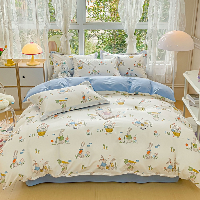 金鑫汇家纺 2025新款13070全棉好卖花型套件系列-单被套 收获满满蓝色