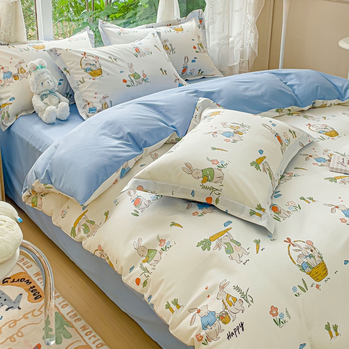 91家纺网 家纺一手货源 找家纺 金鑫汇家纺 2025新款13070全棉好卖花型套件系列-单被套 收获满满蓝色