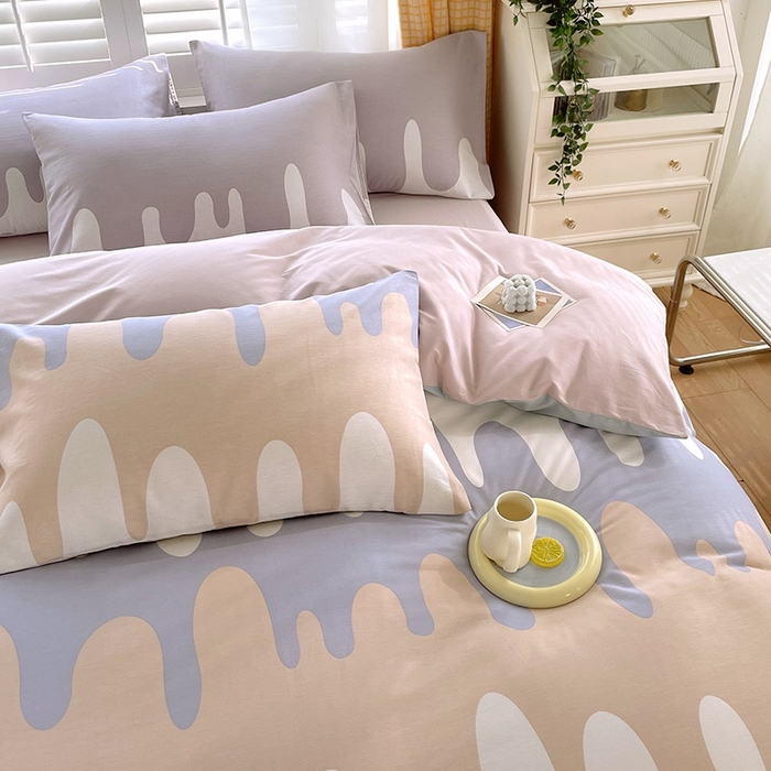 91家纺网 家纺一手货源 找家纺 金鑫汇家纺 2025新款13070全棉好卖花型套件系列-四件套 奶油粉