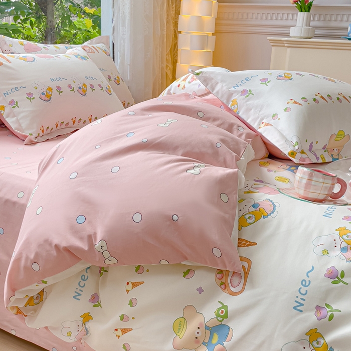 91家纺网 家纺一手货源 找家纺 金鑫汇家纺 2025新款13070全棉好卖花型套件系列-单被套 糖水日记