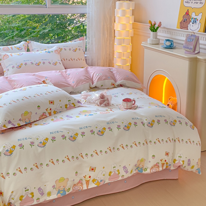 91家纺网 家纺一手货源 找家纺 金鑫汇家纺 2025新款13070全棉好卖花型套件系列-单被套 糖水日记