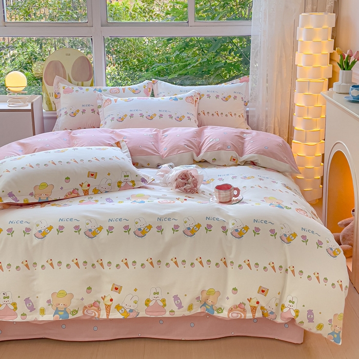 91家纺网 家纺一手货源 找家纺 金鑫汇家纺 2025新款13070全棉好卖花型套件系列-单被套 糖水日记