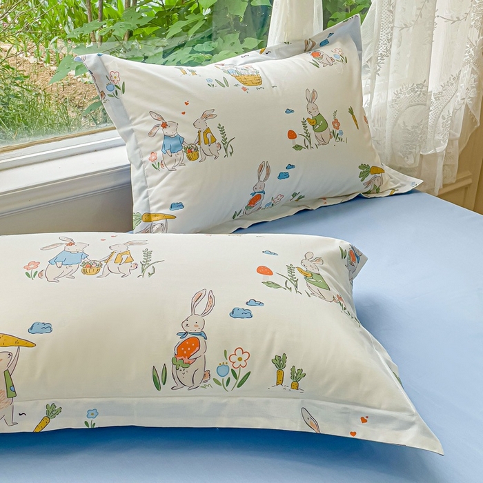 91家纺网 家纺一手货源 找家纺 金鑫汇家纺 2025新款13070全棉好卖花型套件系列-四件套 收获满满蓝色