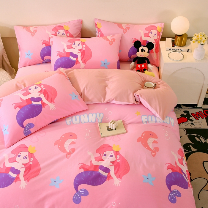 91家纺网 家纺一手货源 找家纺 金鑫汇家纺 2025新款13070全棉好卖花型套件系列-单被套 小美人鱼