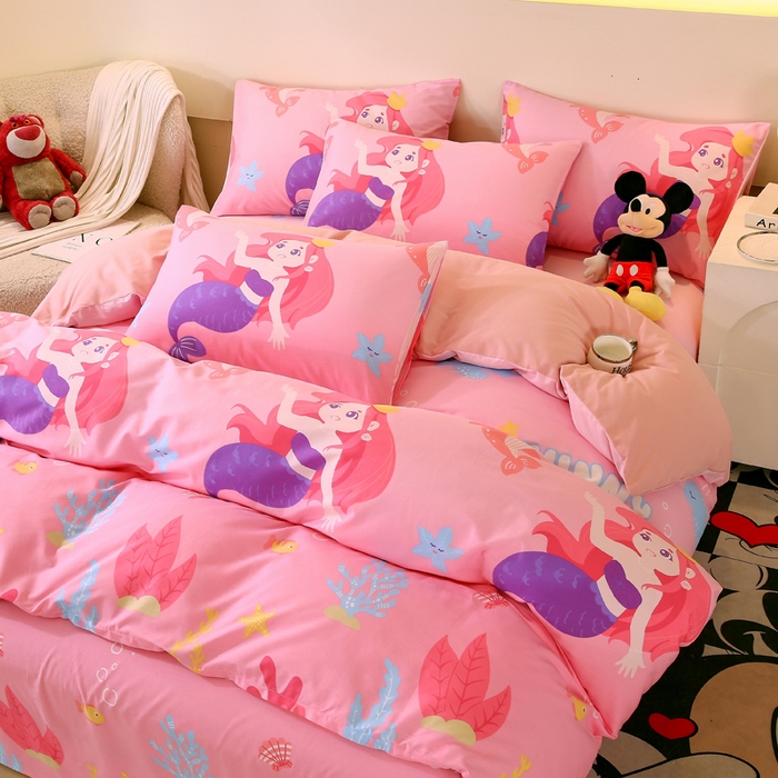 91家纺网 家纺一手货源 找家纺 金鑫汇家纺 2025新款13070全棉好卖花型套件系列-单被套 小美人鱼