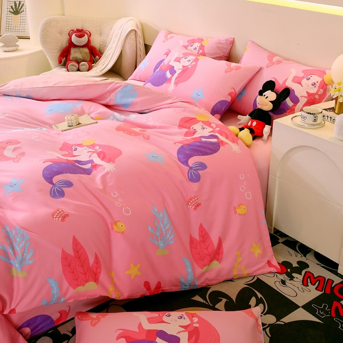 91家纺网 家纺一手货源 找家纺 金鑫汇家纺 2025新款13070全棉好卖花型套件系列-单被套 小美人鱼