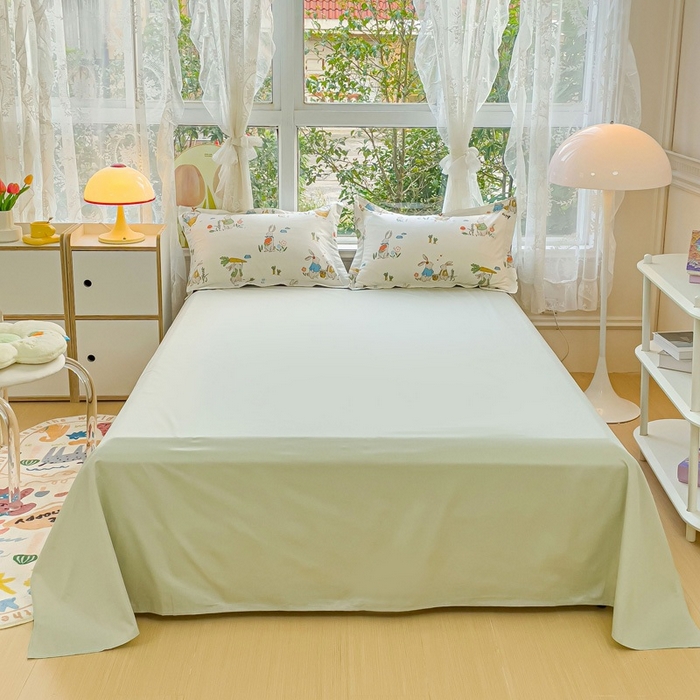 91家纺网 家纺一手货源 找家纺 金鑫汇家纺 2025新款13070全棉好卖花型套件系列-四件套 收获满满绿色