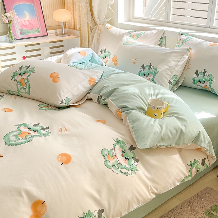 91家纺网 家纺一手货源 找家纺 金鑫汇家纺 2025新款13070全棉好卖花型套件系列-单被套 小青龙