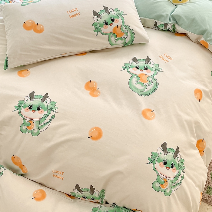 91家纺网 家纺一手货源 找家纺 金鑫汇家纺 2025新款13070全棉好卖花型套件系列-单被套 小青龙